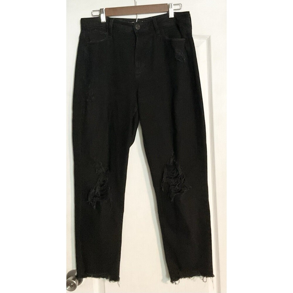 So Goods for Life Women's High Rise Mom Distressed Jean Size 9/29W, Black